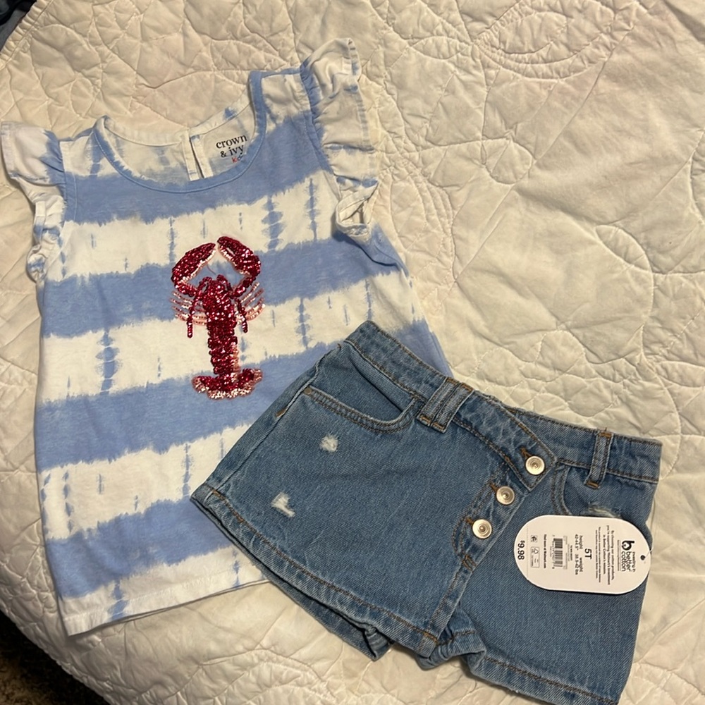 Little Girls Denim Skort and Top Size 5T